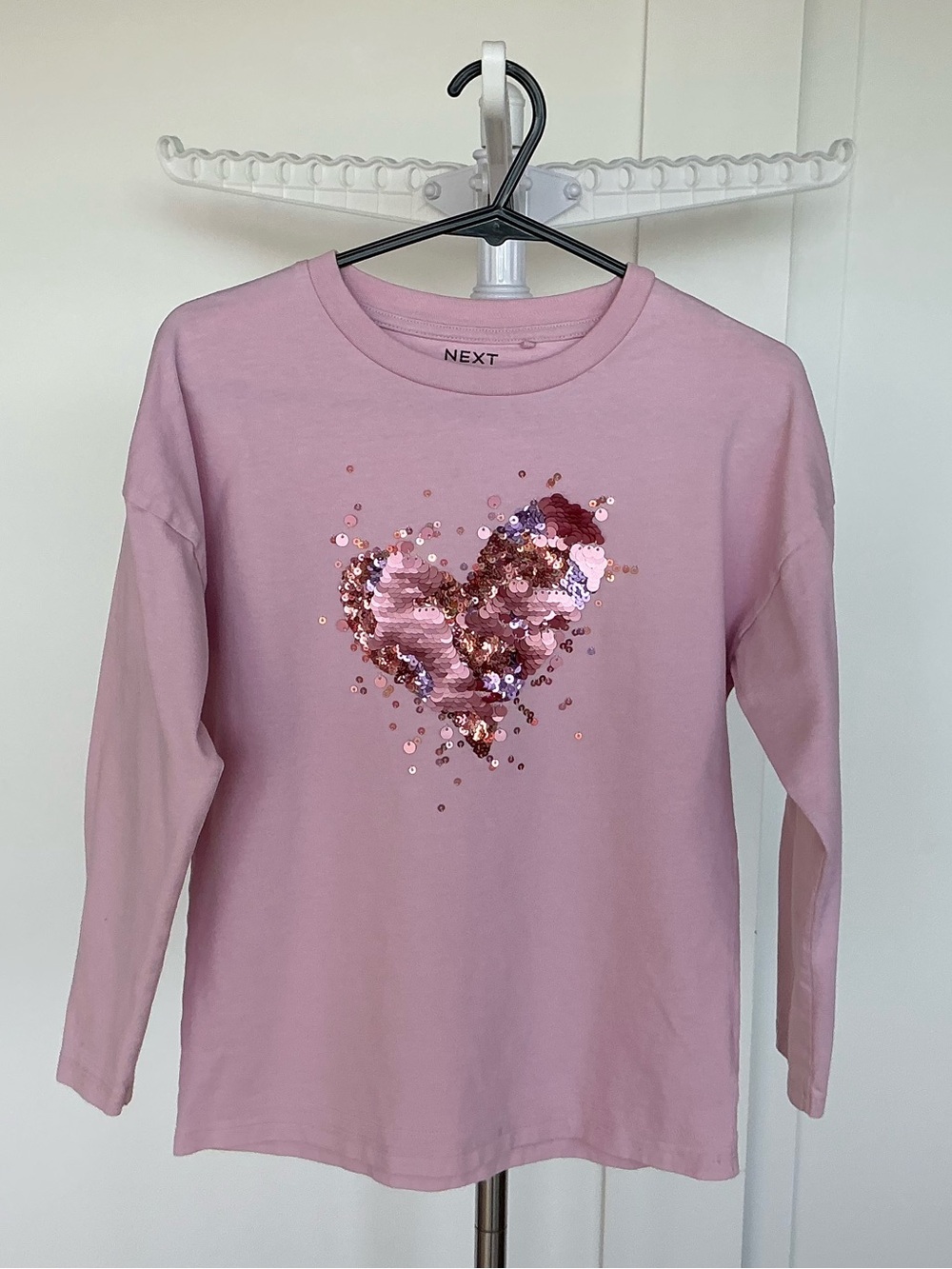 next Girl Pink Long Sleeve Top with Sequin Heart